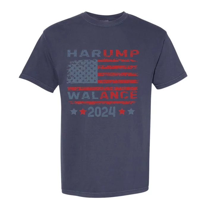 Harump Wallace 2024 Harris Trump Walz Vance Funny Garment-Dyed Heavyweight T-Shirt