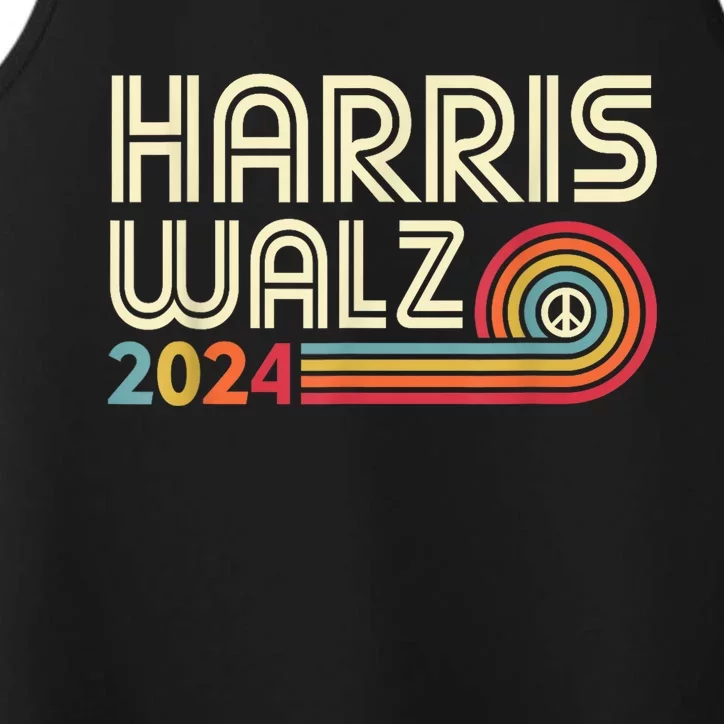 Harris Walz 2024 Fun Retro Style Peace Performance Tank