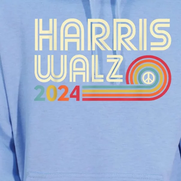 Harris Walz 2024 Fun Retro Style Peace Unisex Surf Hoodie