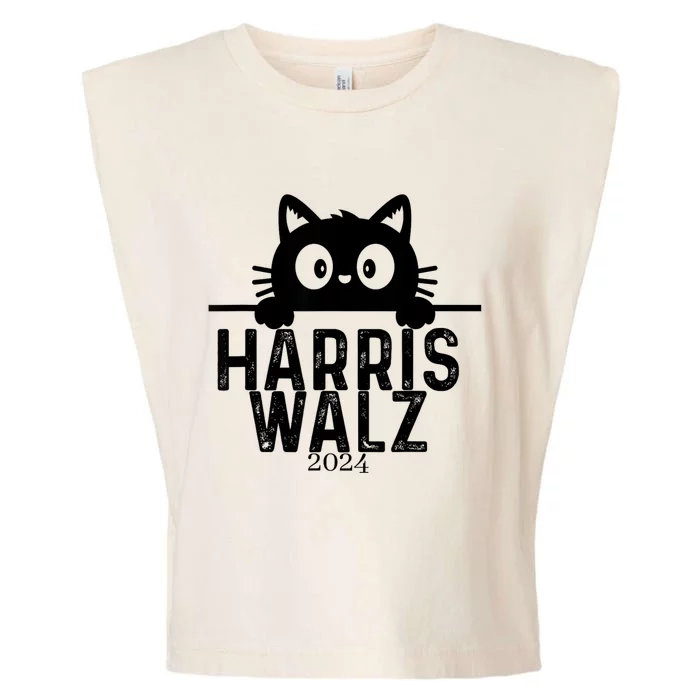 Harris Waltz 2024 Funny Cat Garment-Dyed Women's Muscle Tee