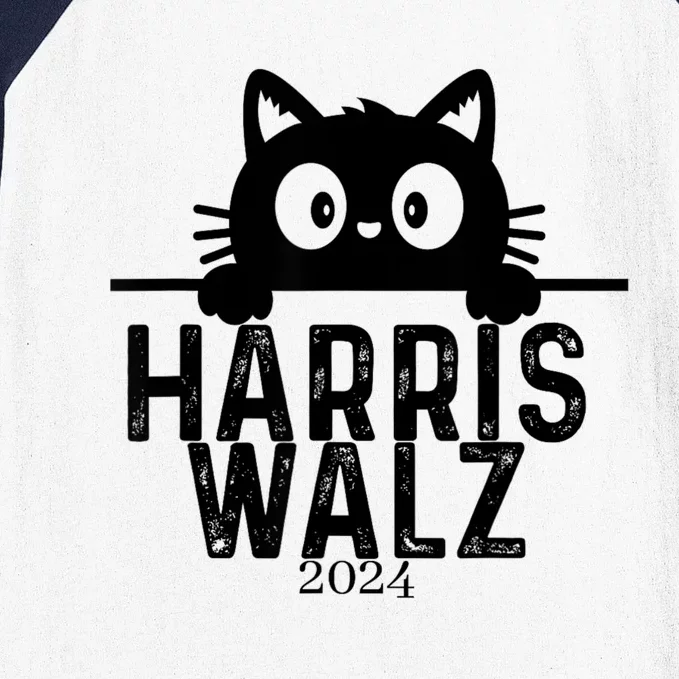 Harris Waltz 2024 Funny Cat Baseball Sleeve Shirt