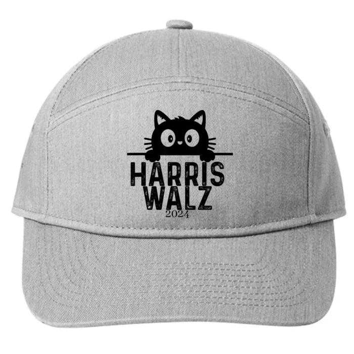 Harris Waltz 2024 Funny Cat 7-Panel Snapback Hat