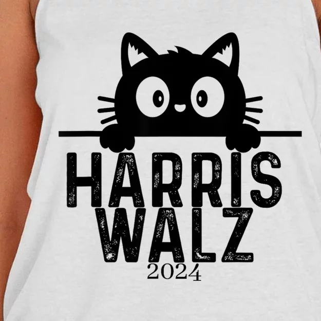 Harris Waltz 2024 Funny Cat Women's Knotted Racerback Tank