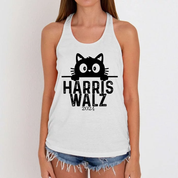 Harris Waltz 2024 Funny Cat Women's Knotted Racerback Tank