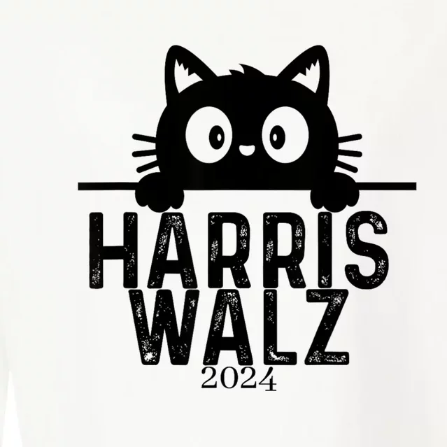 Harris Waltz 2024 Funny Cat Cropped Pullover Crew