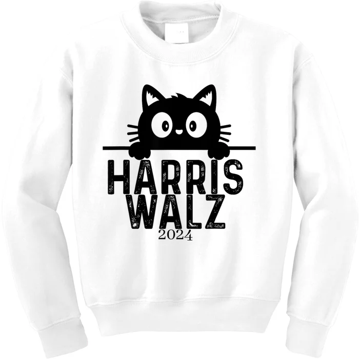 Harris Waltz 2024 Funny Cat Kids Sweatshirt