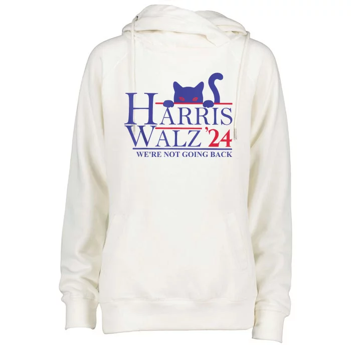 Harris Waltz 2024 Were Not Going Back Funny Cat Lady Womens Funnel Neck Pullover Hood