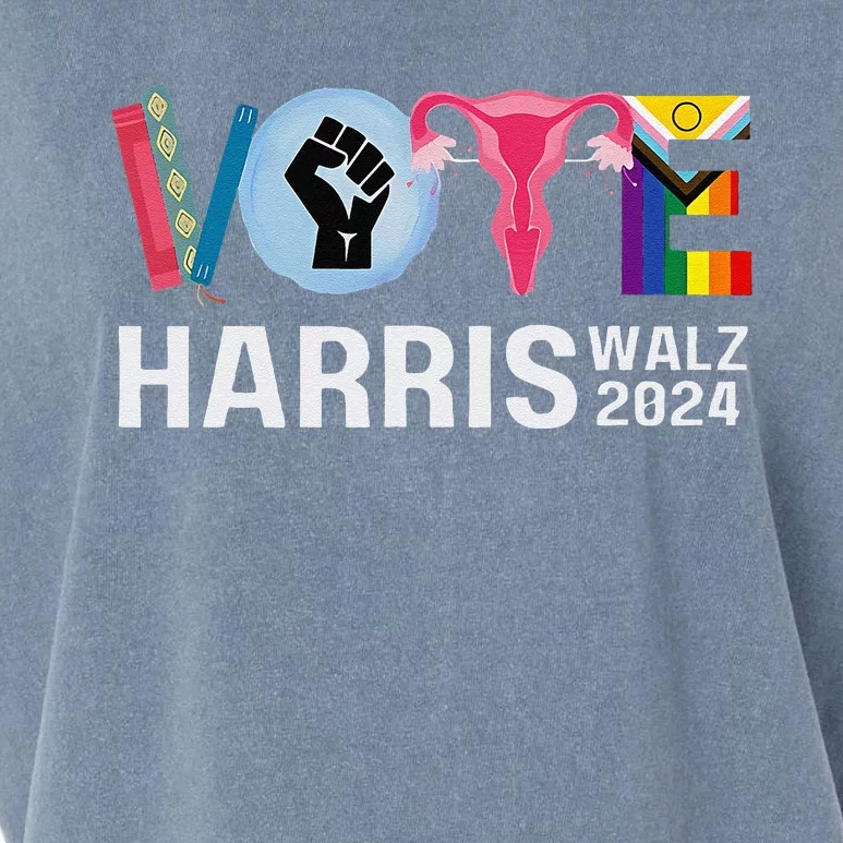 Harris Walz 24 Vote Books Reproductive Rights Lgbt Election Gift Garment-Dyed Women's Muscle Tee