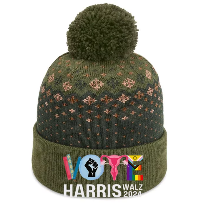 Harris Walz 24 Vote Books Reproductive Rights Lgbt Election Gift The Baniff Cuffed Pom Beanie