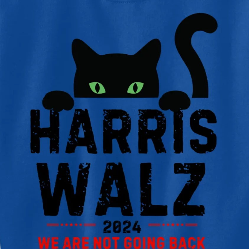 Harris Waltz 2024 Election Funny Cat Kamala Harris Tim Walz Meaningful Gift Kids Sweatshirt