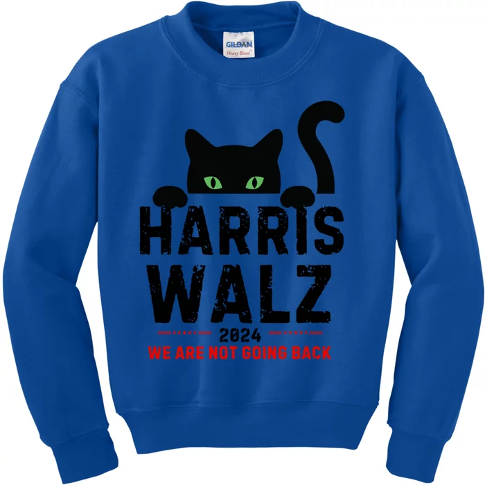 Harris Waltz 2024 Election Funny Cat Kamala Harris Tim Walz Meaningful Gift Kids Sweatshirt