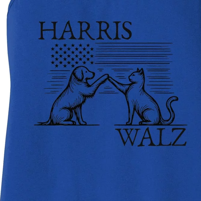 Harris Walz 2024 President American Flag Kamala Harris Waltz Gift Women's Racerback Tank