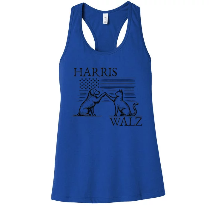 Harris Walz 2024 President American Flag Kamala Harris Waltz Gift Women's Racerback Tank