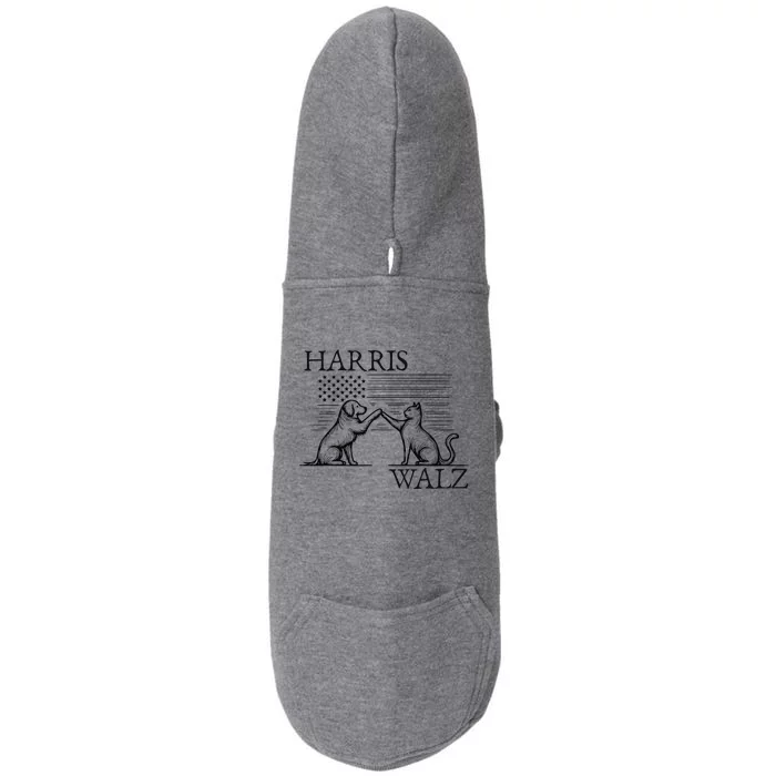 Harris Walz 2024 President American Flag Kamala Harris Waltz Gift Doggie 3-End Fleece Hoodie