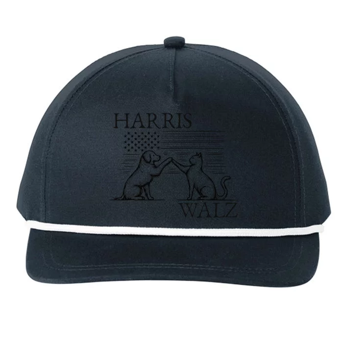 Harris Walz 2024 President American Flag Kamala Harris Waltz Gift Snapback Five-Panel Rope Hat