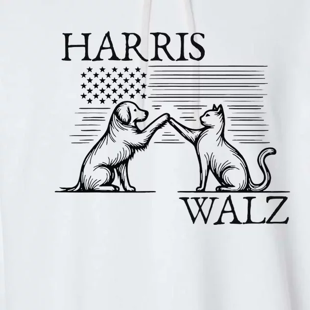 Harris Walz 2024 President American Flag Kamala Harris Waltz Gift Garment-Dyed Fleece Hoodie