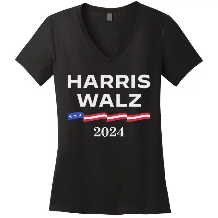 Harris Walz 2024 Election Kamala Harris Tim Waltz 2024 Women's V-Neck T-Shirt