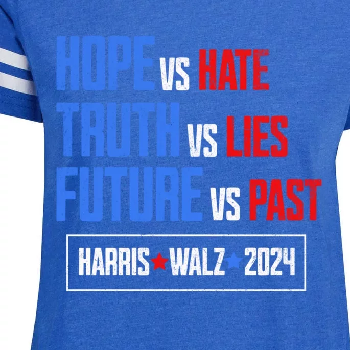 Harris Walz 2024 Future Vs Past Truth Vs Lies Hope Vs Hate Gift Enza Ladies Jersey Football T-Shirt