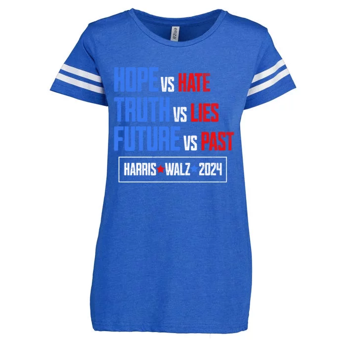 Harris Walz 2024 Future Vs Past Truth Vs Lies Hope Vs Hate Gift Enza Ladies Jersey Football T-Shirt