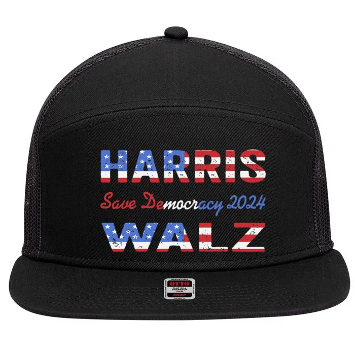 Harris Waltz 2024 We Are Not Going Back Kamala Harris Waltz 7 Panel Mesh Trucker Snapback Hat