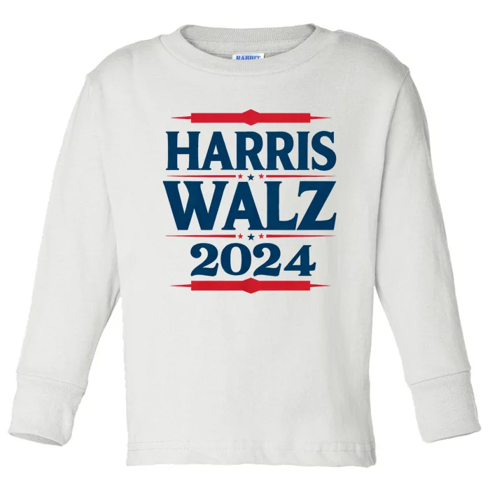 Harris Walz 2024 Election Kamala Harris Tim Walz Waltz Toddler Long Sleeve Shirt