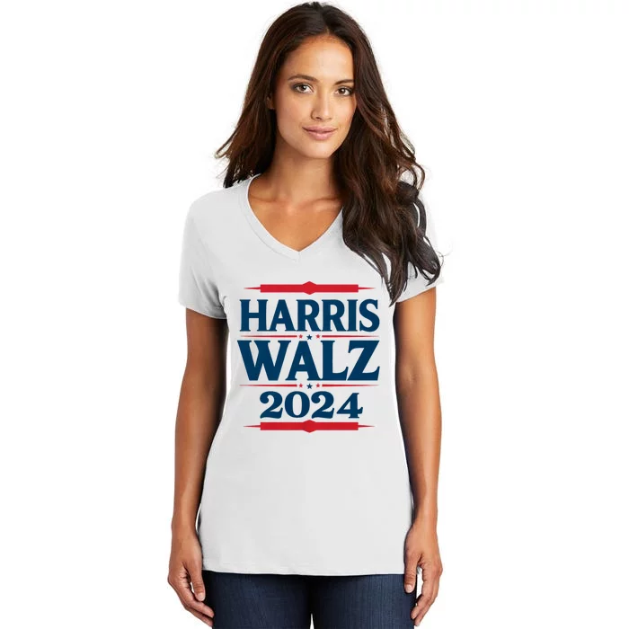 Harris Walz 2024 Election Kamala Harris Tim Walz Waltz Women's V-Neck T-Shirt