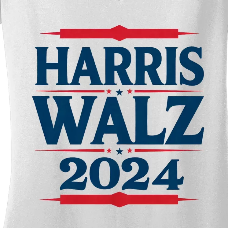 Harris Walz 2024 Election Kamala Harris Tim Walz Waltz Women's V-Neck T-Shirt