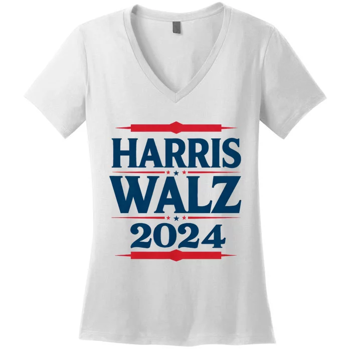 Harris Walz 2024 Election Kamala Harris Tim Walz Waltz Women's V-Neck T-Shirt