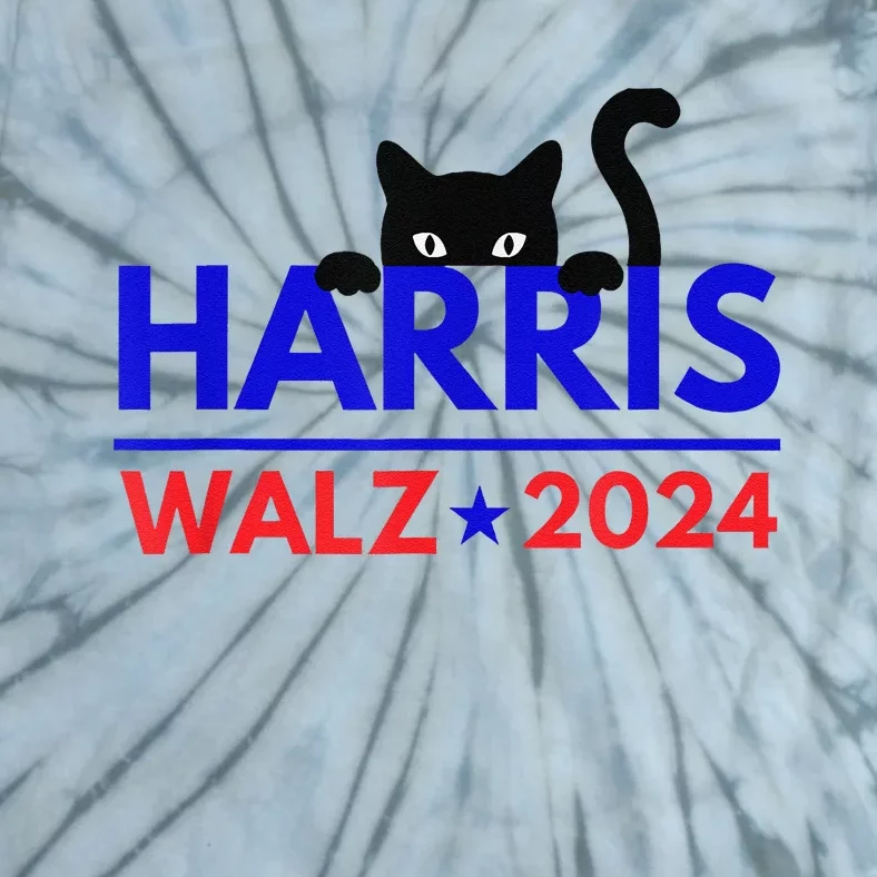 Harris Walz 2024 Funny Cat Election Kamala Harris Tim Waltz Gift Tie-Dye T-Shirt