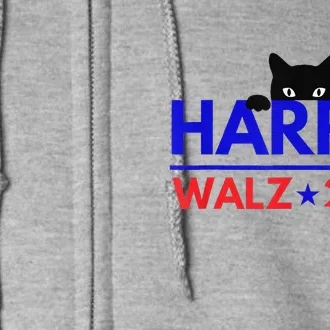 Harris Walz 2024 Funny Cat Election Kamala Harris Tim Waltz Gift Full Zip Hoodie