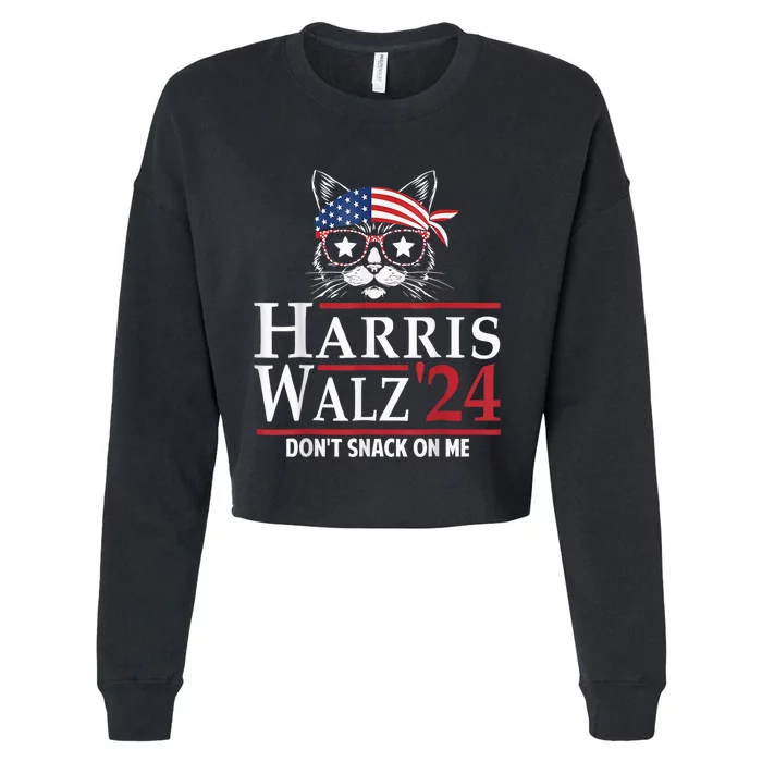 Harris Walz 2024 DonT Snack On Me Funny Cats Cropped Pullover Crew