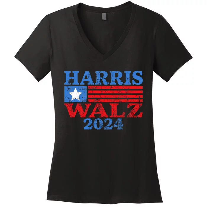 Harris Waltz 2024 Election Kamala Harris Tim Waltz 2024 Election Women's V-Neck T-Shirt