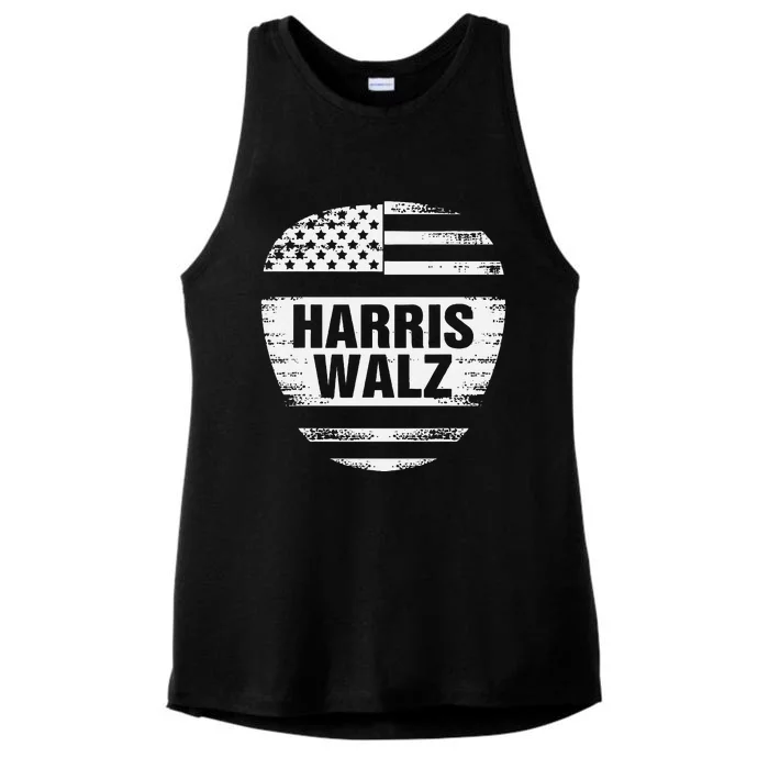 Harris Walz 2024 Us American Flag Distressed Vintage Ladies Tri-Blend Wicking Tank