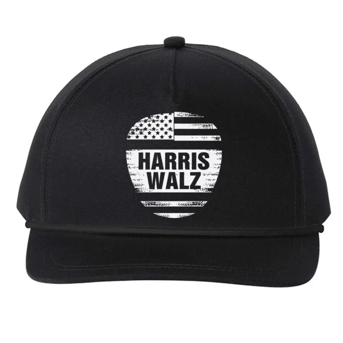 Harris Walz 2024 Us American Flag Distressed Vintage Snapback Five-Panel Rope Hat