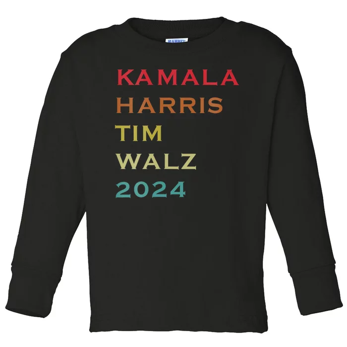 Harris Walz 2024 Kamala Harris 2024 Tim Walz 2024 Usa Fla Toddler Long Sleeve Shirt