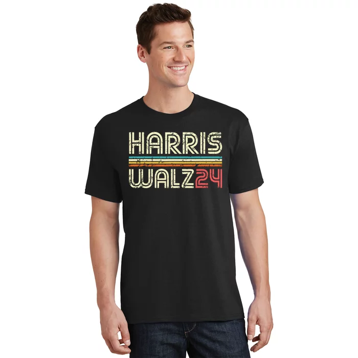 Harris Walz 24 Vintage Retro Stripes Fun 2024 T-Shirt