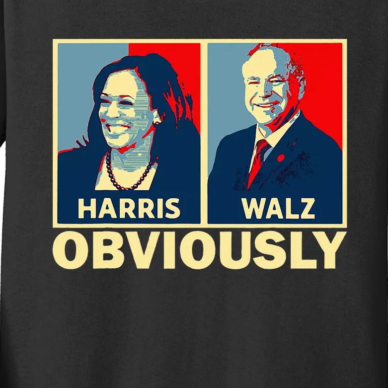 Harris Waltz 2024 Obviously Tim Walz Kamala Harris 2024 Kids Long Sleeve Shirt