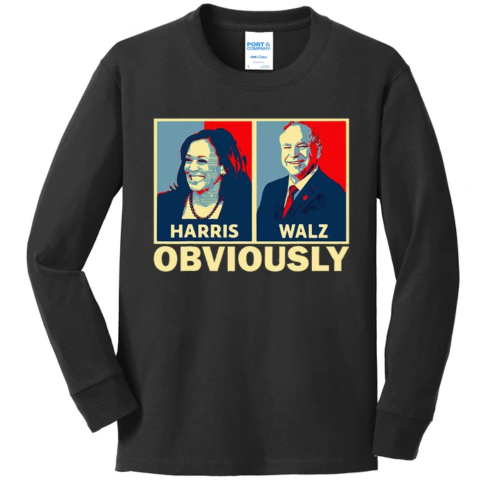 Harris Waltz 2024 Obviously Tim Walz Kamala Harris 2024 Kids Long Sleeve Shirt