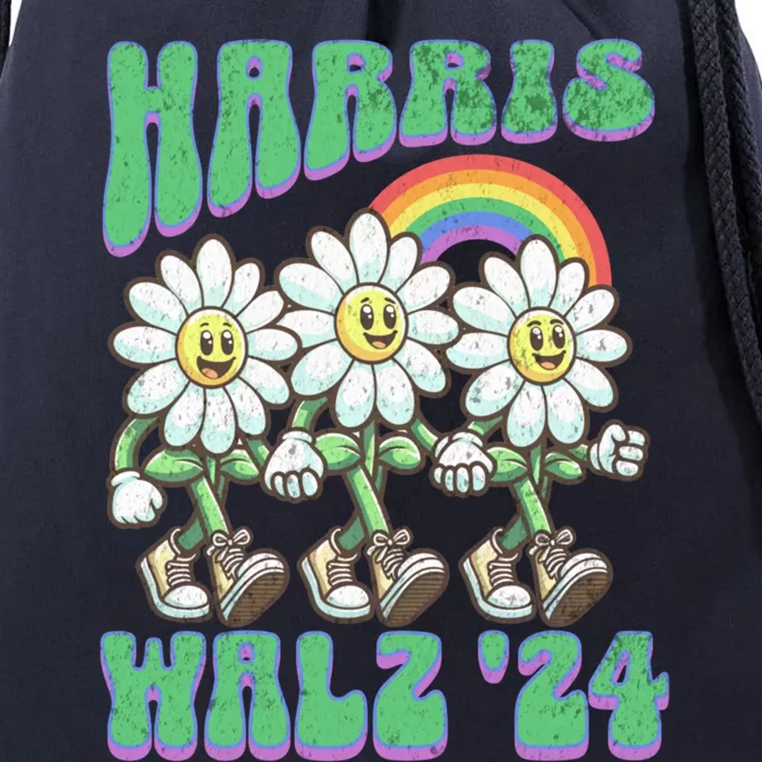 Harris Walz 2024 President Election Campaign Daisy Flower Cool Gift Drawstring Bag