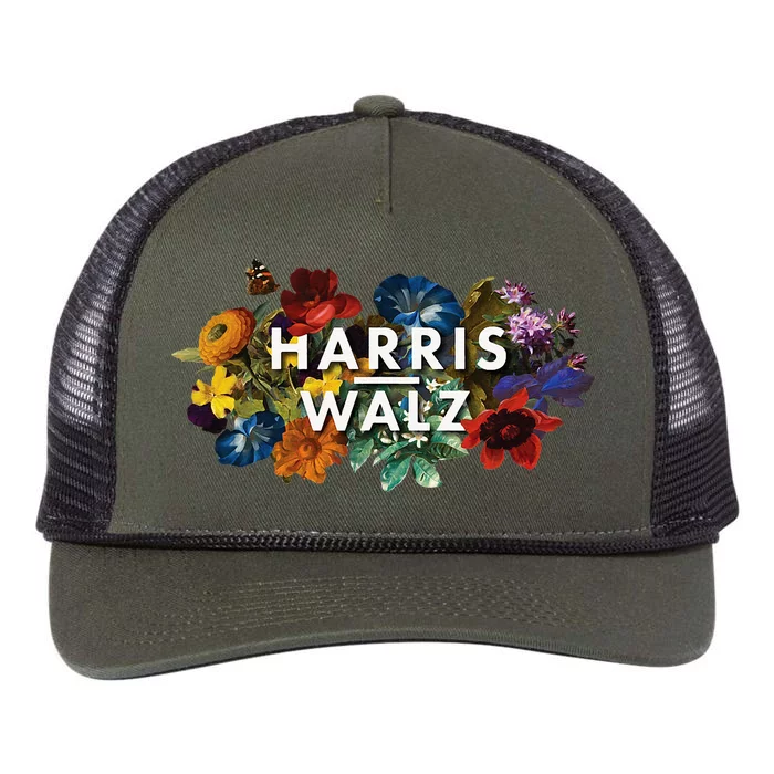 Harris Walz 2024 Floral Feminine Women Harris Waltz 2024 Retro Rope Trucker Hat Cap