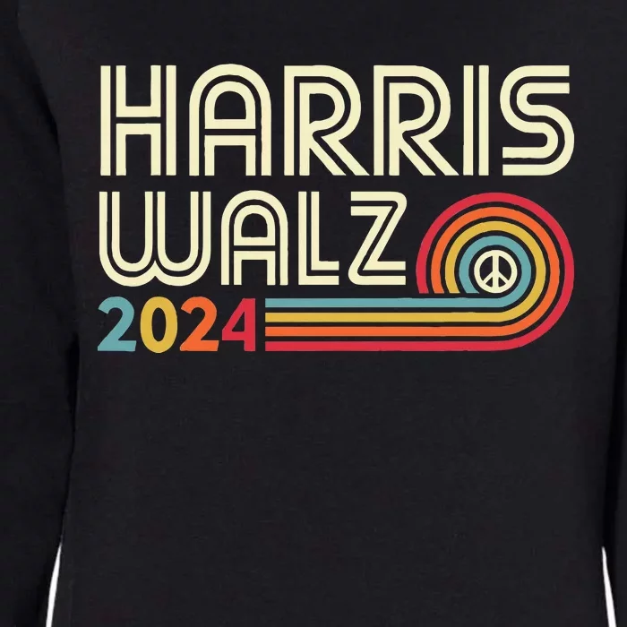 Harris Walz 2024 Fun Retro Style Peace Womens California Wash Sweatshirt