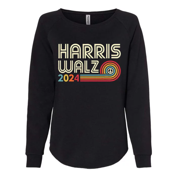 Harris Walz 2024 Fun Retro Style Peace Womens California Wash Sweatshirt