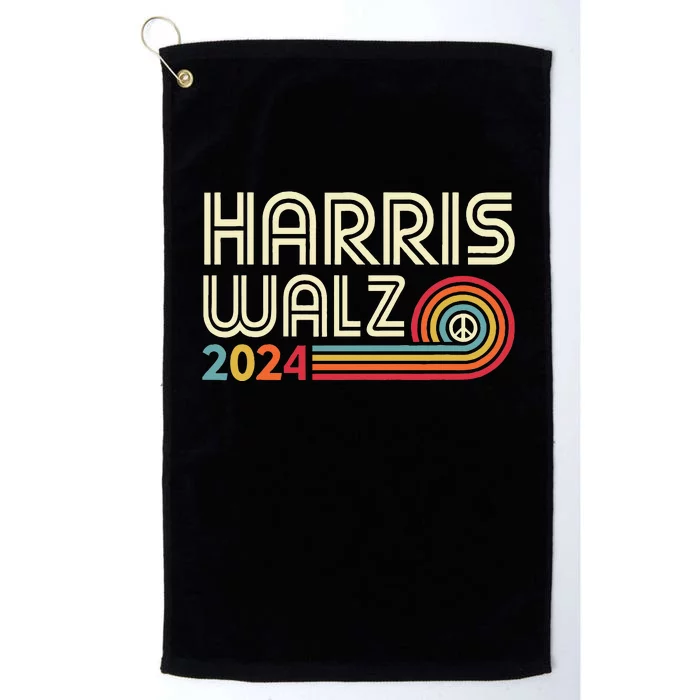 Harris Walz 2024 Fun Retro Style Peace Platinum Collection Golf Towel