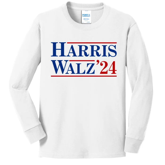 Harris Waltz 2024 Election Kamala Harris Tim Waltz Kids Long Sleeve Shirt