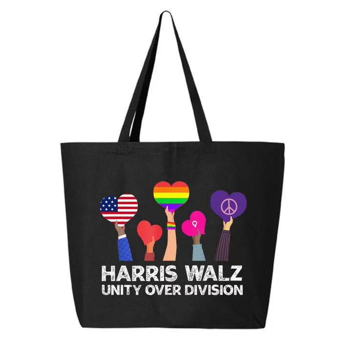 Harris Waltz 2024 Unity Over Division Kamala Harris Tim Walz Gift 25L Jumbo Tote