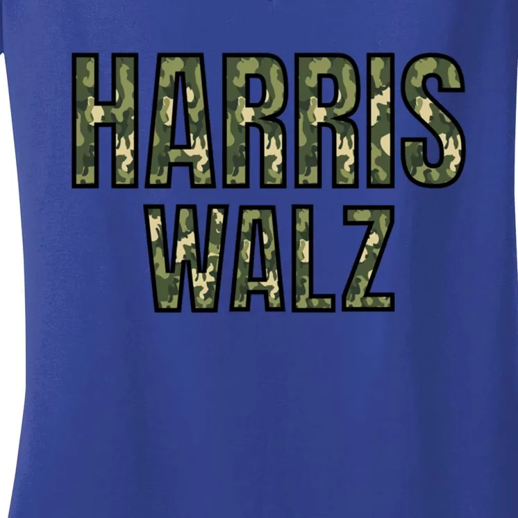 Harris Walz 2024 Presidential Election Kamala Camo Funny Gift Women's V-Neck T-Shirt