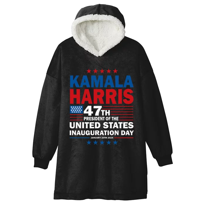 Harris Won 2024 Election Inauguration Kamala Harris Waltz 47 Hooded Wearable Blanket