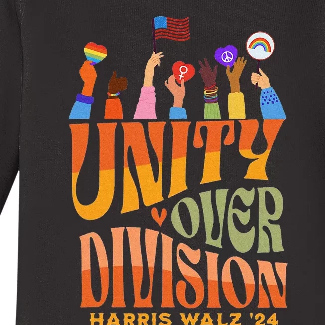 Harris Waltz 2024 Unity Over Division Gift Baby Long Sleeve Bodysuit