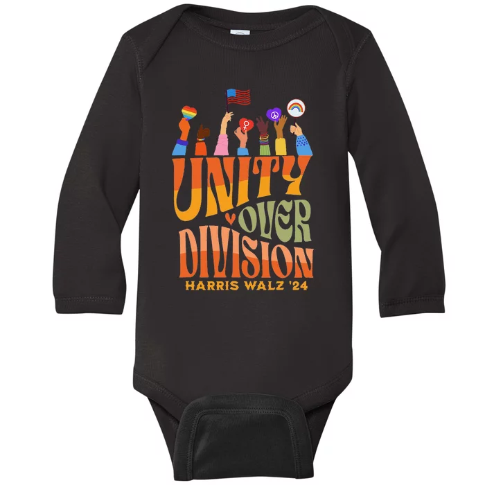 Harris Waltz 2024 Unity Over Division Gift Baby Long Sleeve Bodysuit