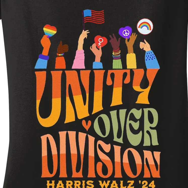 Harris Waltz 2024 Unity Over Division Gift Women's V-Neck T-Shirt